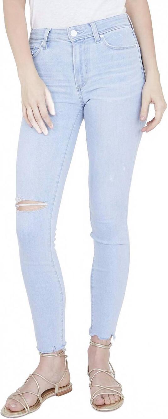 NEW PAIGE hoxton ankle jeans in ryman destructed with beat hem